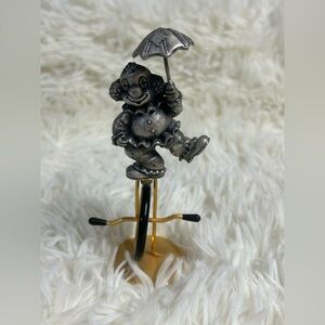 George Silver Clown Figurine with Umbrella